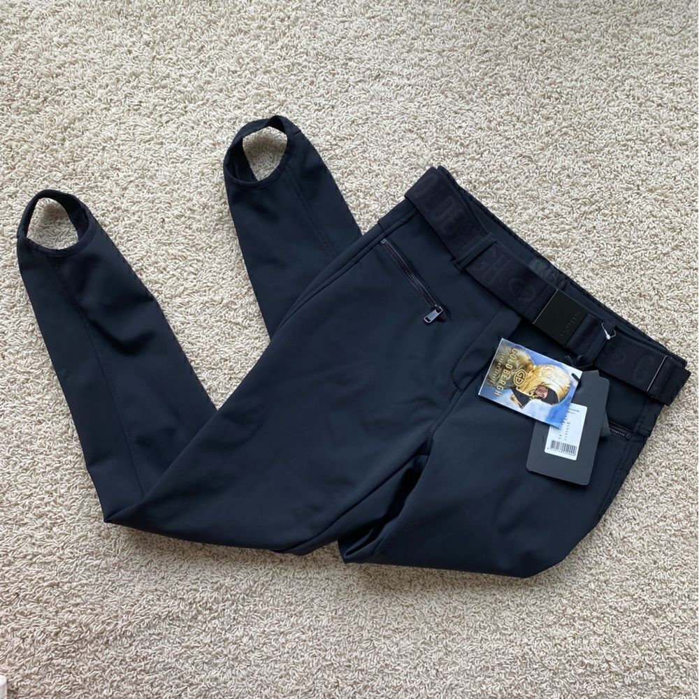 Goldbergh Paris Belted Black Slim-leg Stirrup Ski Pants NWT US 14